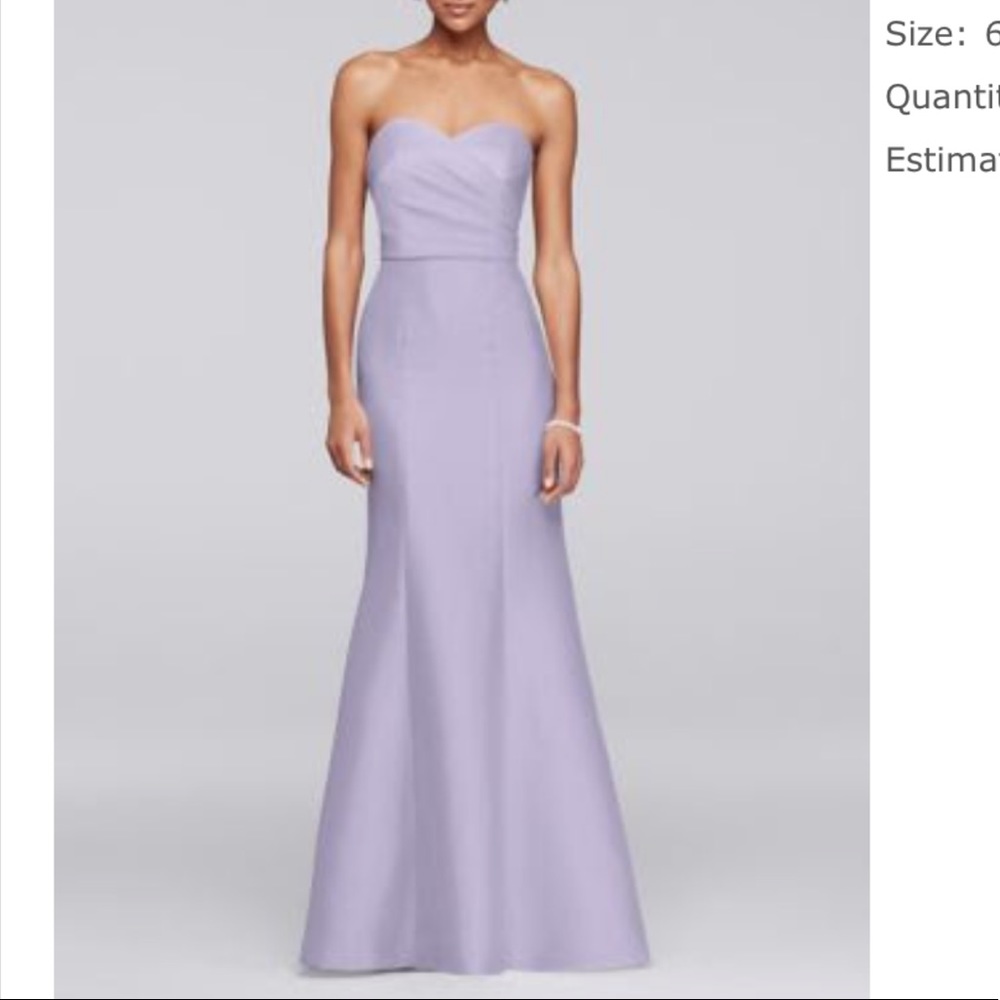 David’s Bridal Mikado bridesmaid dress, Lavender/Iris/Lilac, size 6